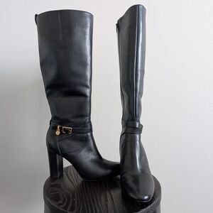 Lauren Ralph Lauren Black Heeled Boots with Gold Accent